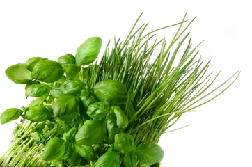 Crédence de cuisine en verre imprimé Herbes basil and chives culinary herb