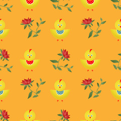 Obraz premium Seamless kids pattern with chicken texture background