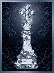 Diamond chess King card, vector illustration
