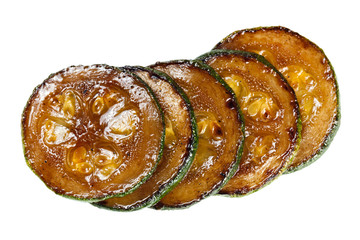 Fried zucchini. Isolated vegetables.