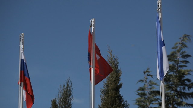 Flags of Russia and Crimea. Andreevsky flag