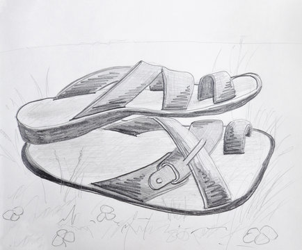 Slippers Pencil Drawing