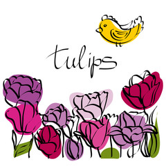 tulips and bird - 78307852