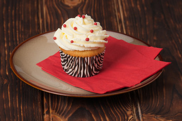 Cupcake With Cream And Sprinkles