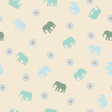 Gentle seamless pattern with elephant.