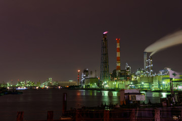 Night view of Factories in Kawasaki, Kanagawa, Japan