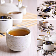 Collage of photos with black tea