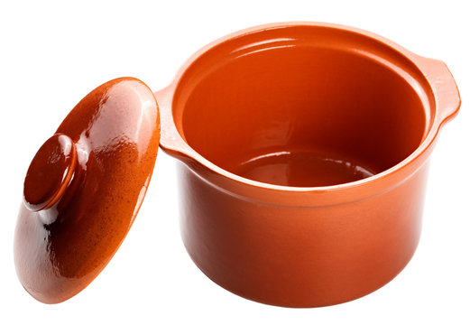 Clay Pot For Cooking. Isolated