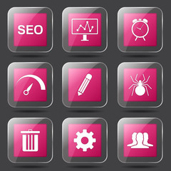 SEO Internet Sign Square Vector Pink Icon Design Set 8