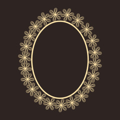 Beautiful floral design decorated frame in oval shape.