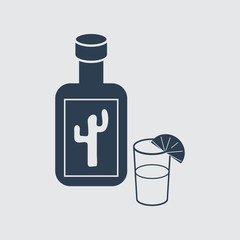 Vector bottle and glass.