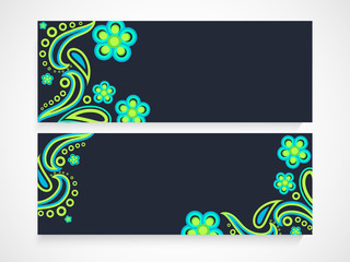 Website header or banner set with floral design.