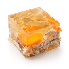 Jellied meat. Piece on white background