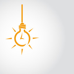 Vector lamp on the wire. Yellow glow.