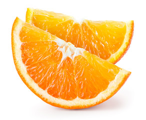 Orange fruit. Two pieces isolated on white