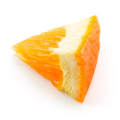 Orange fruit. Little slice isolated on white. With clipping path