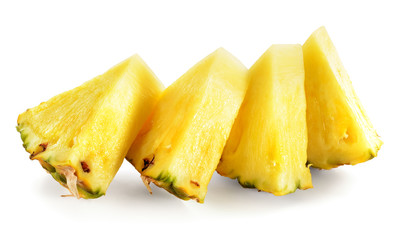 Pineapple slices isolated on white background.