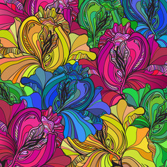Vector background with ornament of the graphic flowers.
