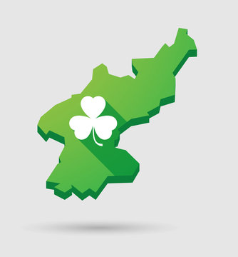North Korea map with a clover