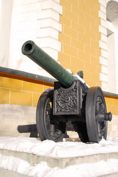 Old cannon shown in Moscow Kremlin. UNESCO Heritage Site.