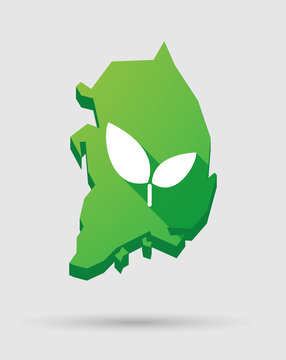 South Korea map icon with a plant