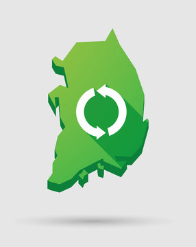 South Korea map icon with a recycle sign