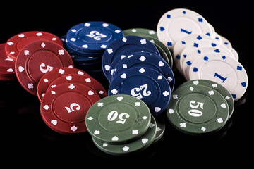 gambling chips with copy space..