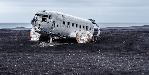 Plane wreck in wilderness, Iceland
