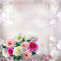 Vintage gorgeous   gentle background with flowers dahlias