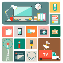 Set of vector journalism icons.