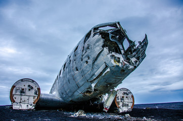 Fototapeta na wymiar Plane wreck in wilderness