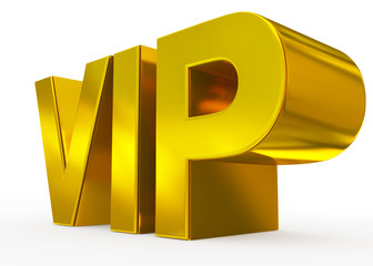 VIP golden - 3d letters isolated on white