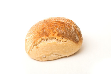 petit pain rond sur fond blanc