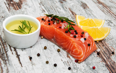 portions of fresh salmon fillet