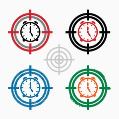 Alarm clock on target icons background
