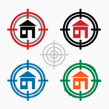 House sign on target icons background