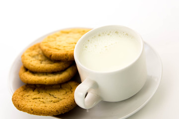 plain sugar cookies and cup of milk