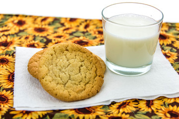 plain sugar cookies and glass of milk