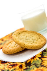 plain sugar cookies and glass of milk