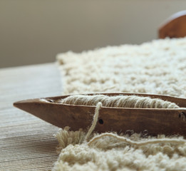 Wooden weaving loom tool