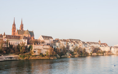 Basel, Altstadt, Münster, Martinskirche, Rhein, Winter, Schweiz