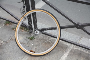 Fototapeta premium Stolen bicycle in Paris, France