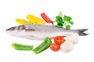 fresh seabass and vegetables