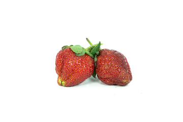 Real strawberry on white background