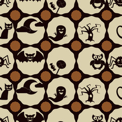 Fototapeta premium seamless background with symbols of Halloween