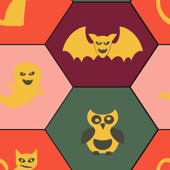 seamless background with symbols of Halloween