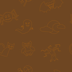 seamless background with symbols of Halloween