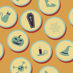 seamless background with symbols of Halloween