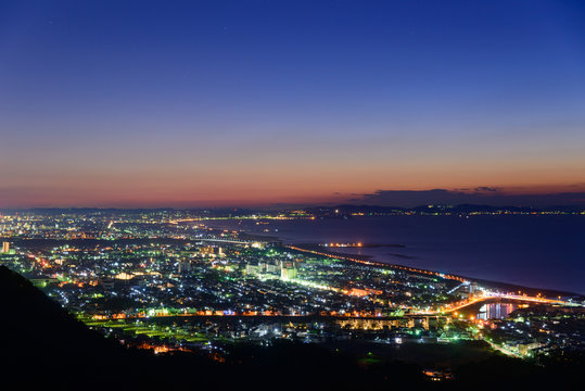 Night view from the Shonandaira Observatory in Hiratsuka, Kanaga