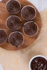 Fresh homemade chocolate muffins.